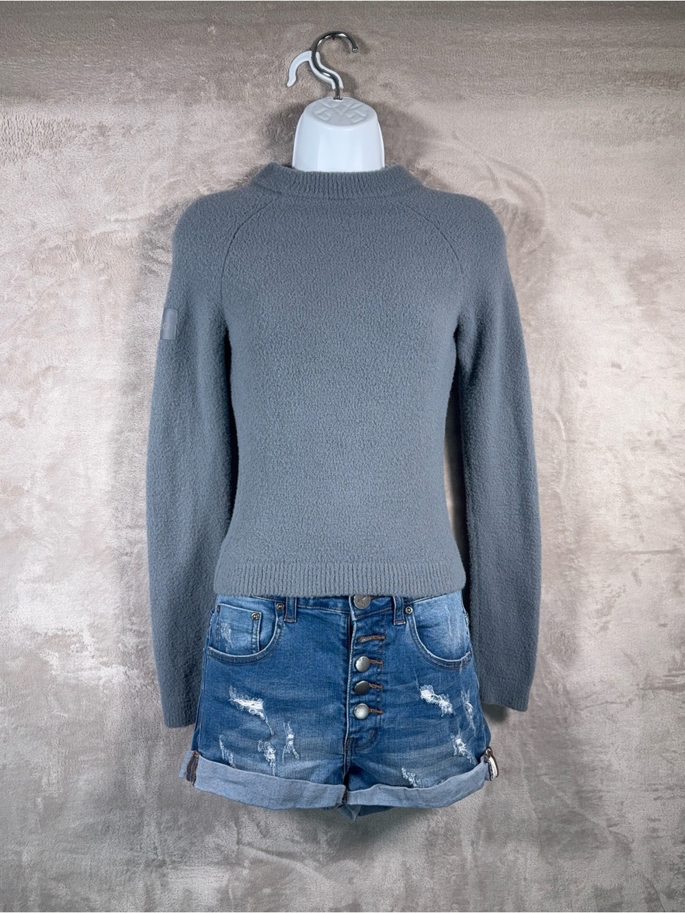 Alo Yoga Snuggle Up Sweater Womens Size Small Blue Mock Neck